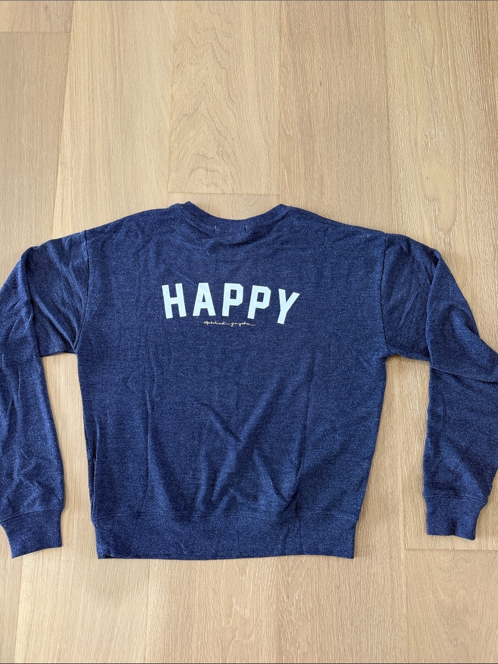 Spiritual Gangster Navy Crewneck Sweatshirt with Small Rainbow Heart - Picture 4 of 8